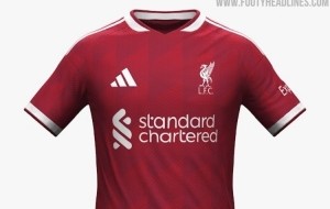 利物浦26-27赛季主场球衣谍照：采用深红色调+白色细节装饰